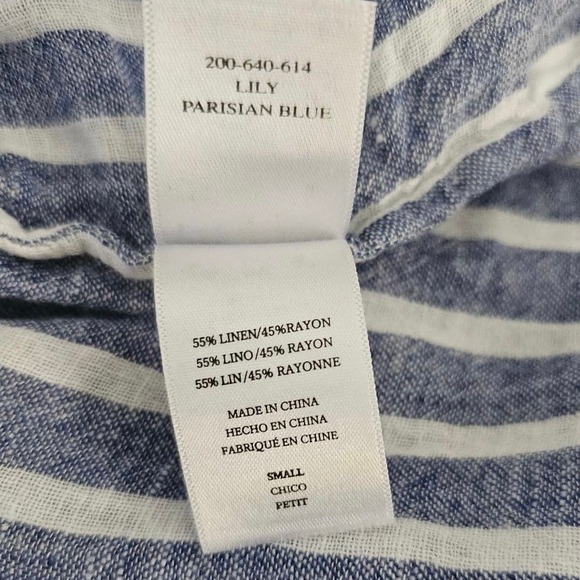 Rails Lily striped top tie front linen small S long sleeve - Picture 10 of 14